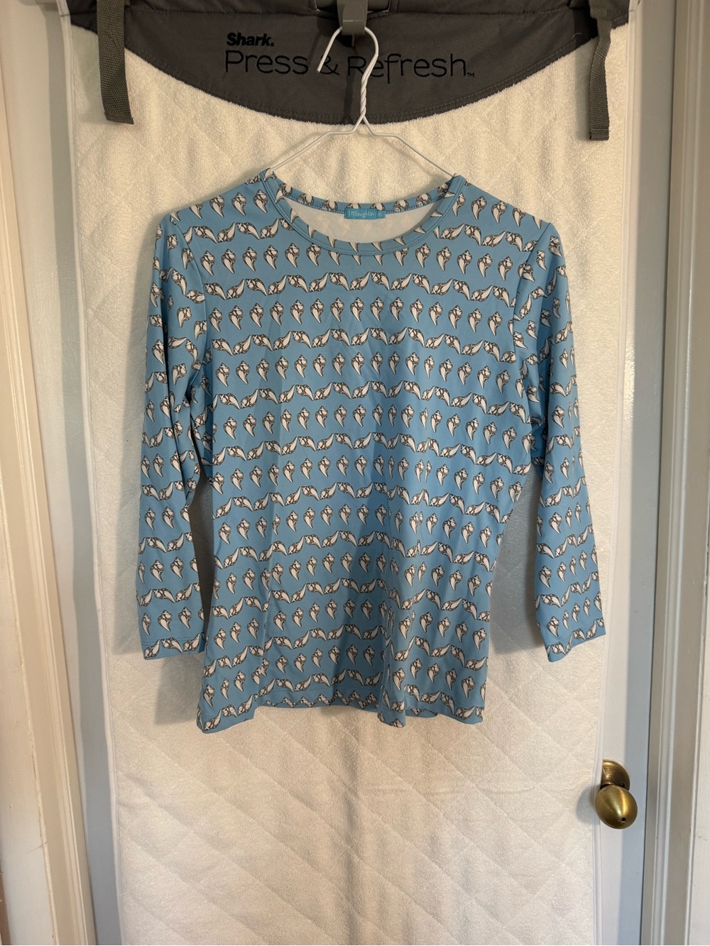 Women’s Light Blue Penguin Print Long Sleeve Top